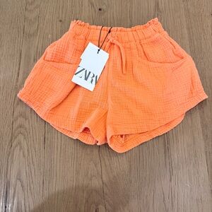 Zara Kids Orange Textured Shorts